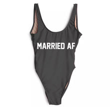 Load image into Gallery viewer, married af bride anniversary married swimsuit beachwear newlywed one piece 
