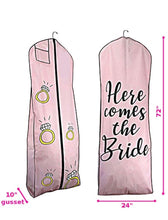 Load image into Gallery viewer, bridal garment bag for wedding gowns and dresses here comes the bride
