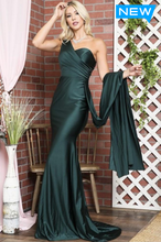 Load image into Gallery viewer, Asymmetric One-Shoulder Stretchy Dress w/side sash. This is a beautiful dress for engagement pictures, bridesmaid dress, or an evening event. 
